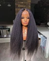 Kinky straight 200% density glueless brazilian black wigs