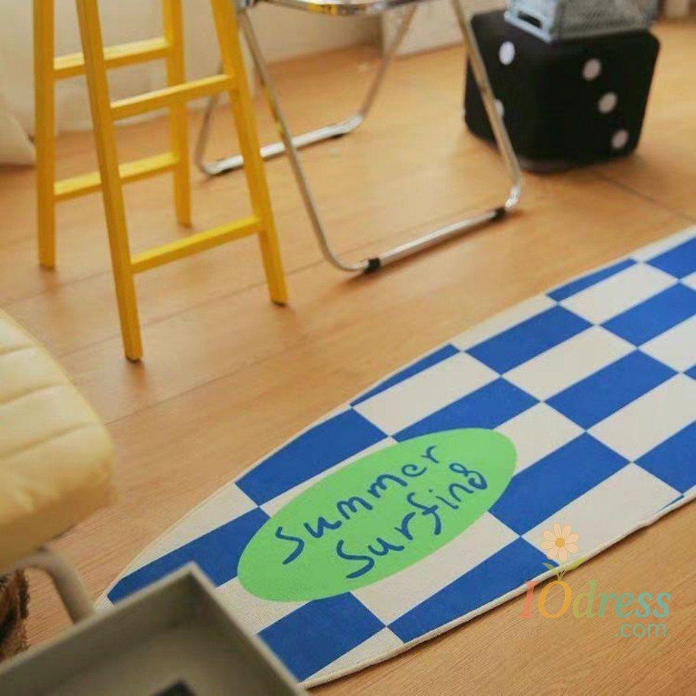 IO Dress VIKAMA Summer Surfing Carpet - Colorful Checkered Pattern for Living Room Balcony Decorative Bedside Furniture