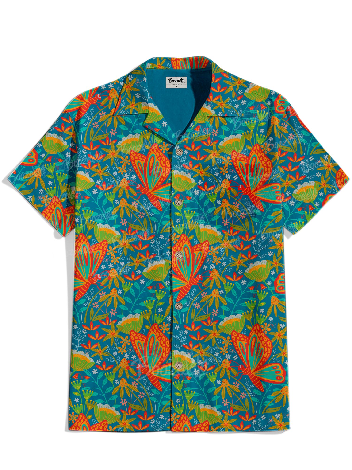【Jackie Tahara X Boozelele】Tangled Garden Butterflies Brights - 100% Cotton Shirt