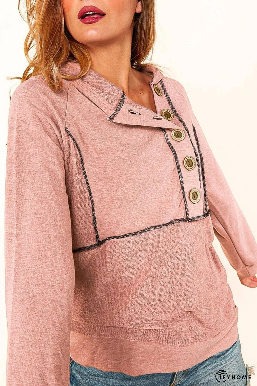 Buttoned Long Sleeve Hoodie | IFYHOME