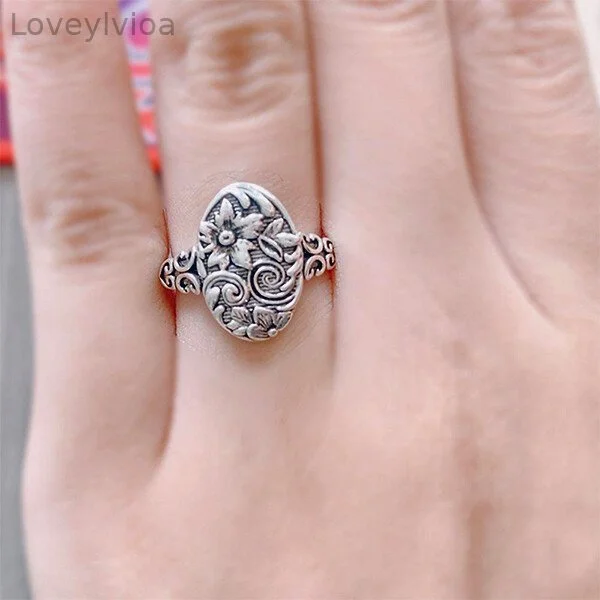 Vintage Carving Flower Patterns Ring