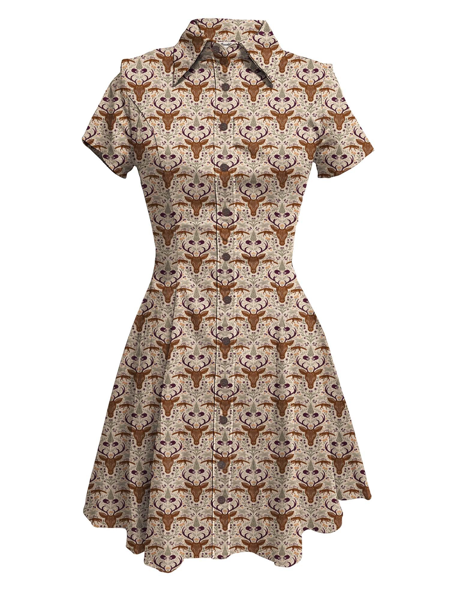 【Maria Elena Coco X Boozelele】Deer And Nature - 100% Cotton Dress