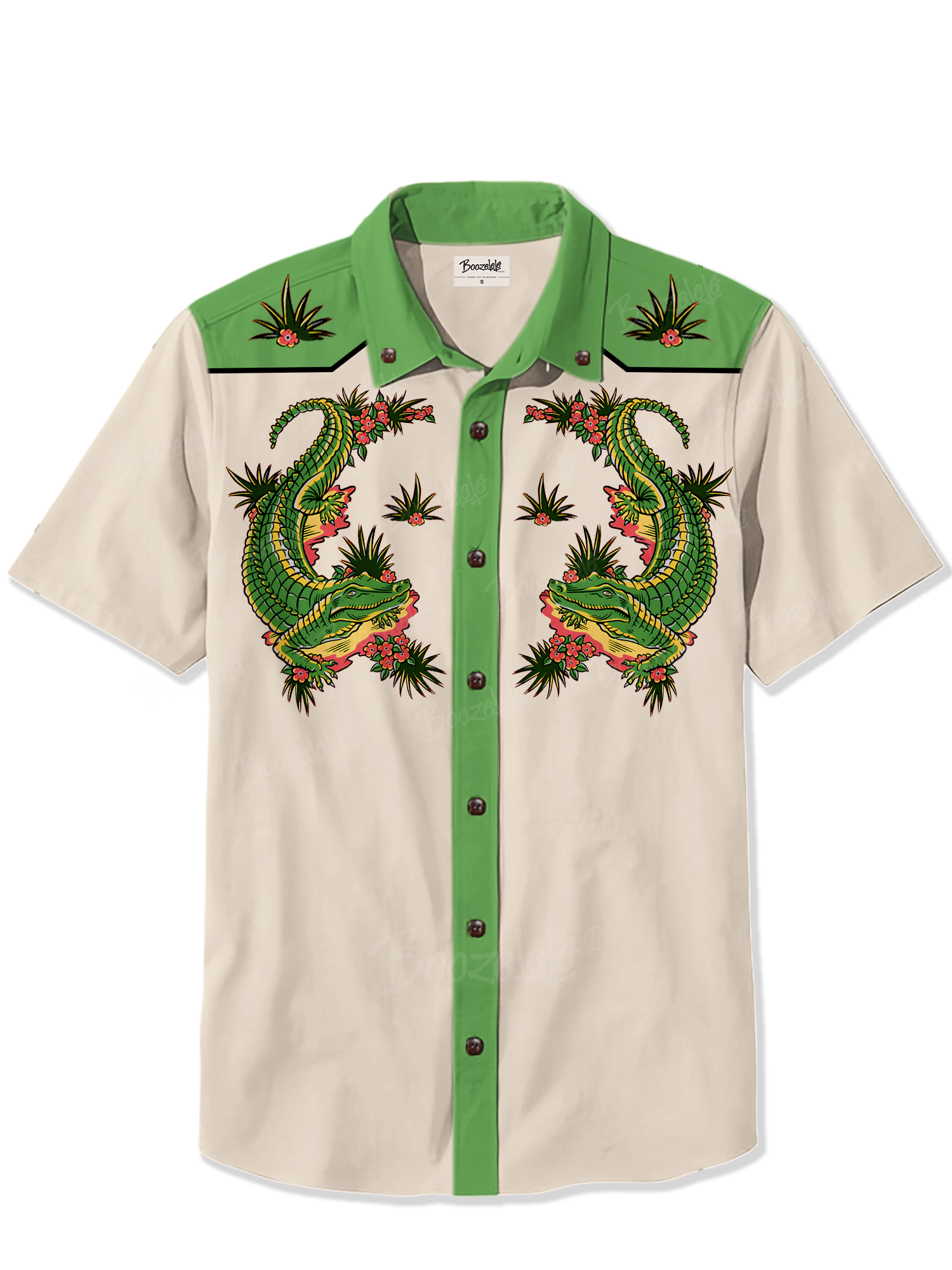 Vintage Crocodile Flower - 100% Cotton Shirt