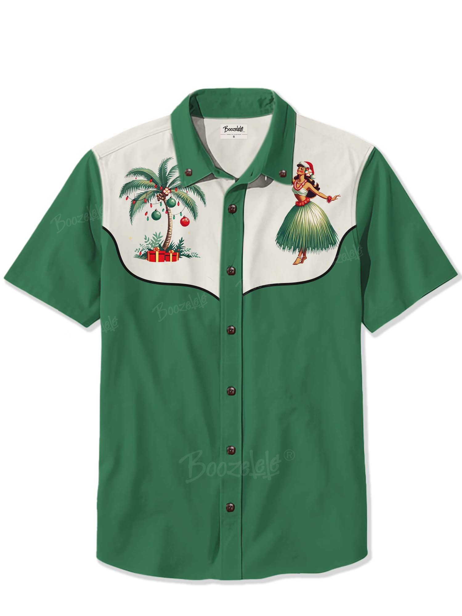 Christmas Mele Kalikimaka Hulagirl And Palmtree - 100% Cotton Shirt