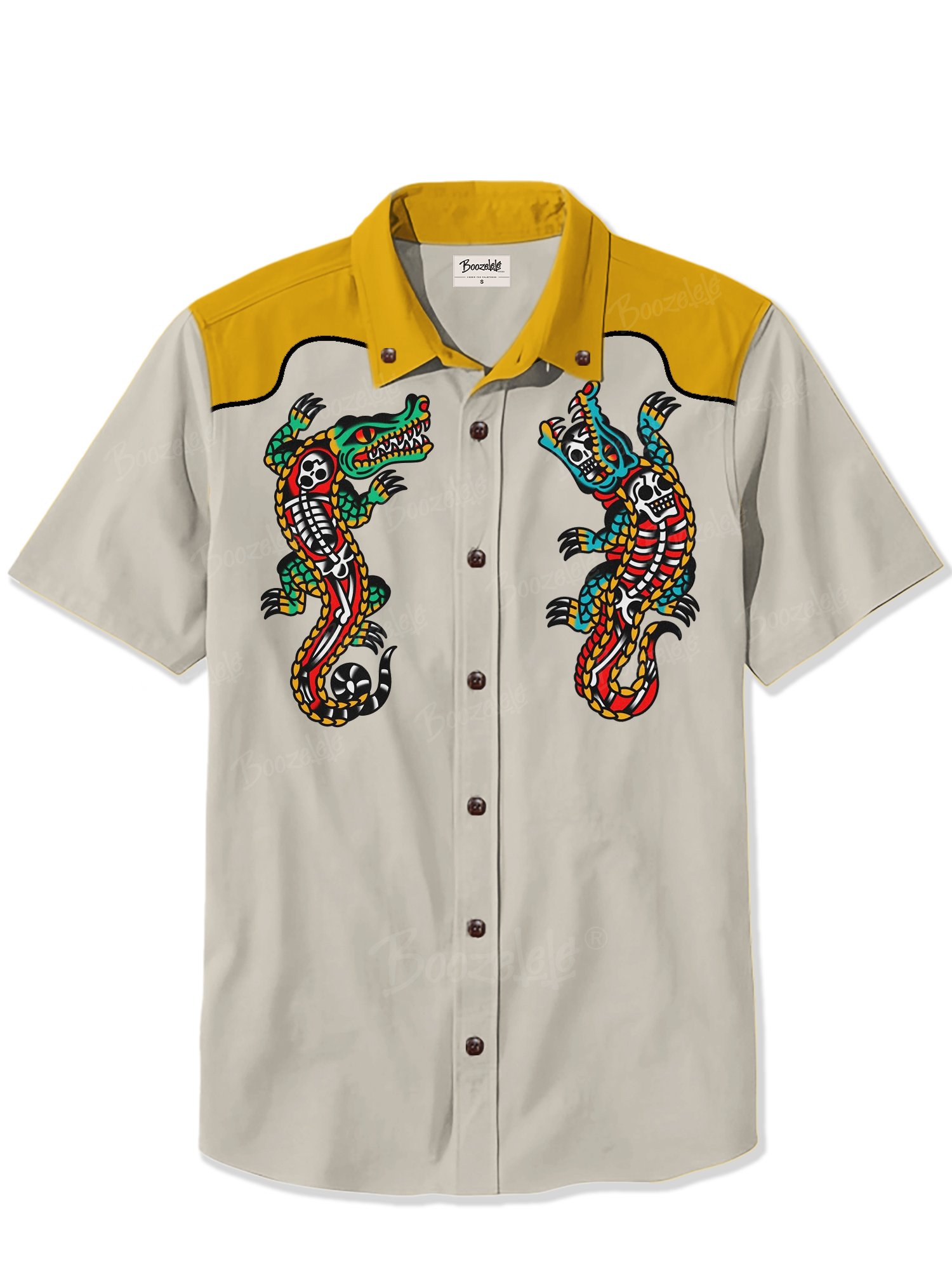 Traditional Tattoo Skull Crocodile - 100% Cotton Shirt