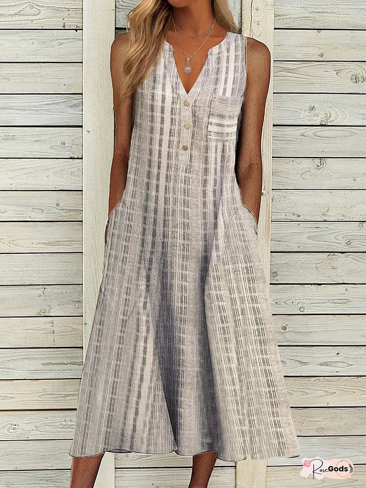 Fashion Plus Size Women's Sleeveless V-neck Dress