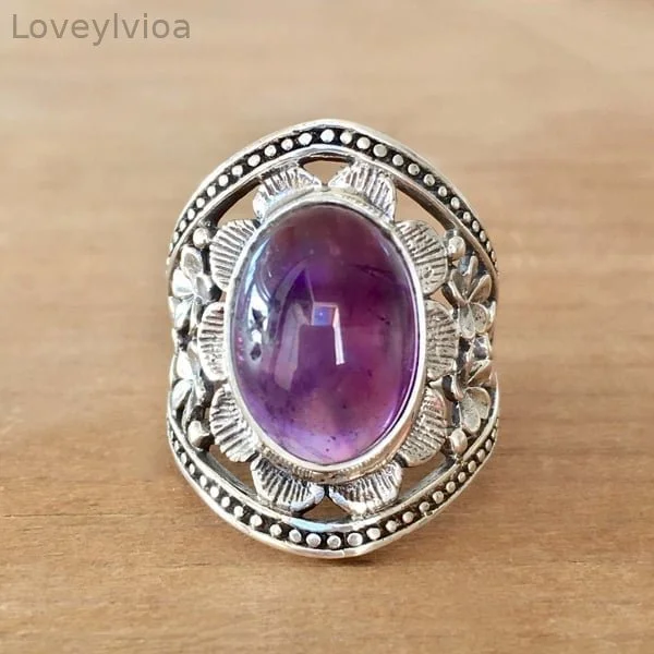 🎁Purple Gemstone Flower Ring