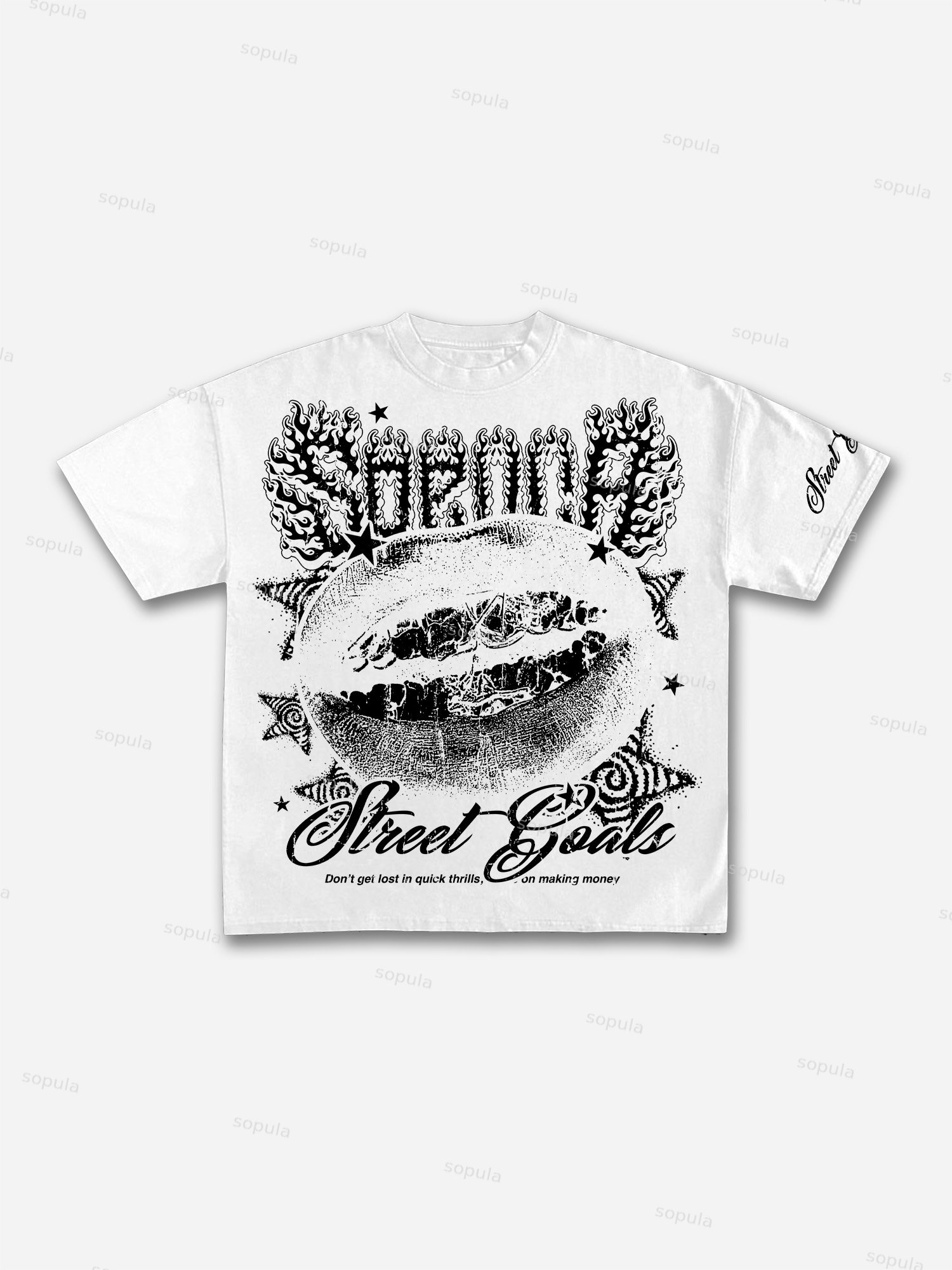 Sopula Street Goals Lip Braces Vintage Graphics Cotton T-Shirt