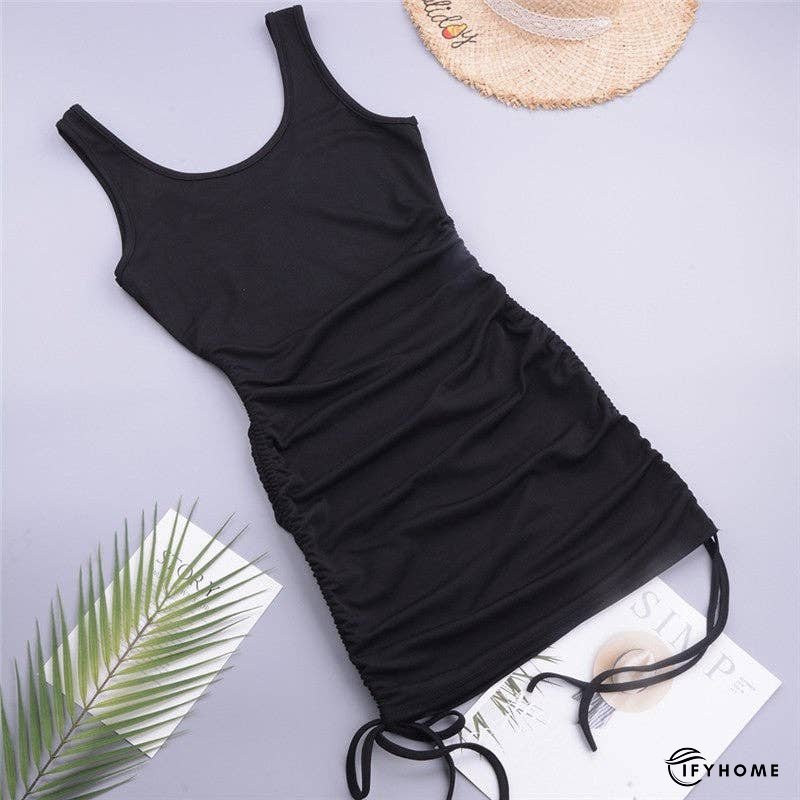 Sleeveless Solid Color Mini Dress Cover Up | IFYHOME