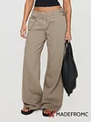 Paltrow Mid Rise Wide Leg Cargo Jeans Washed Brown