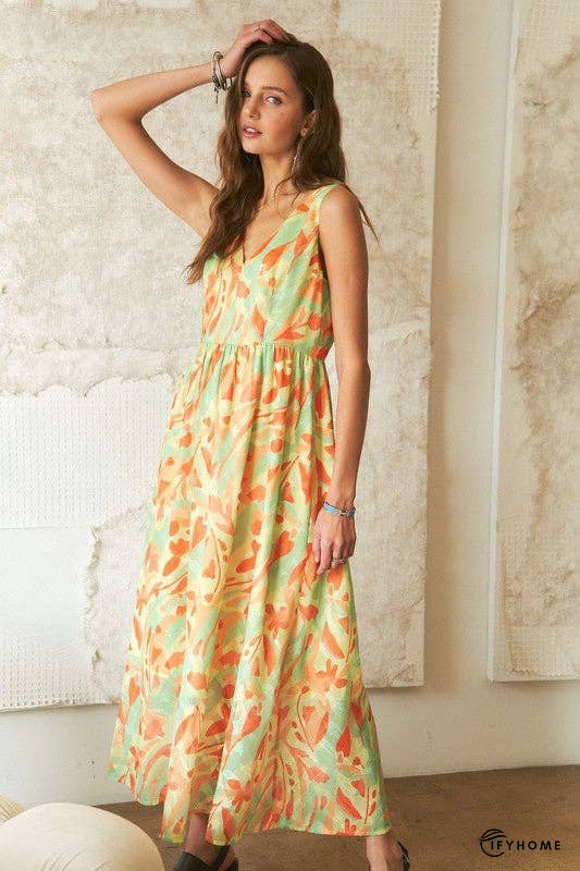 ADORA Abstract Floral V-Neck Maxi Dress | IFYHOME