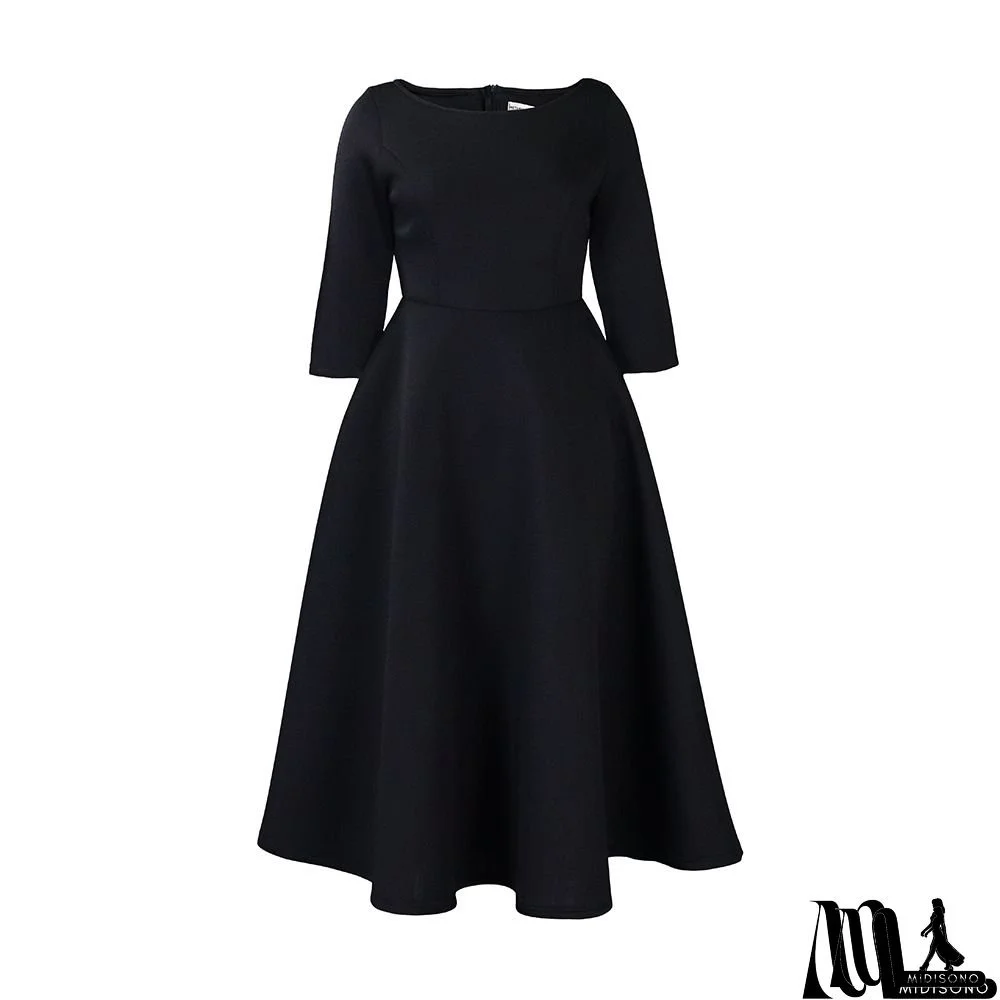 Elegant French-Inspired Midi Dress With Ruffled Hem - Light Green, Long Sleeves, Round Neck, Cinched Waist, Perfect For Spring & Fall, Casual Elegance|Ruffled Hem Dress|Cinched Waist Design