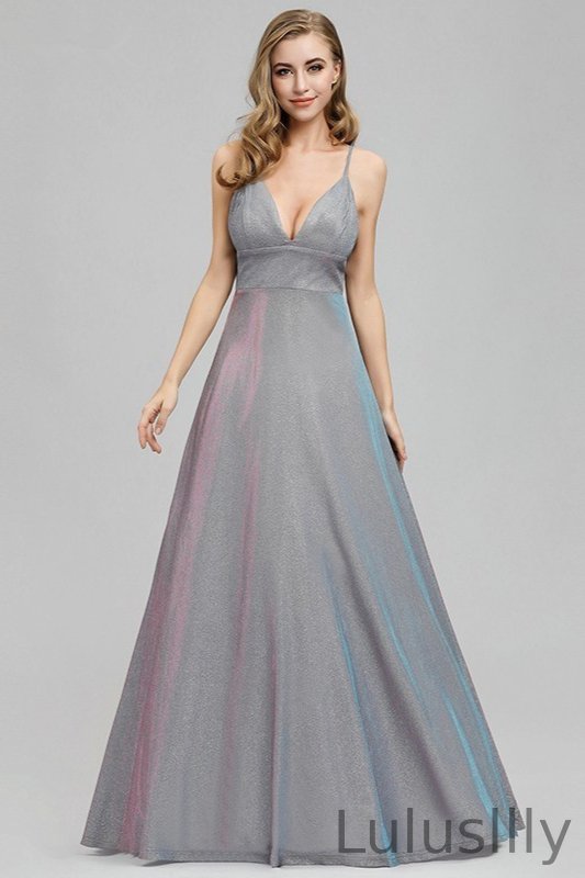 Sparkle V-Neck Sleeveless Long Evening Prom Dress Online - lulusllly