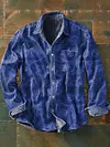 Men's Western Pattern Cow Print Casual Lapel Long Sleeve Shirt