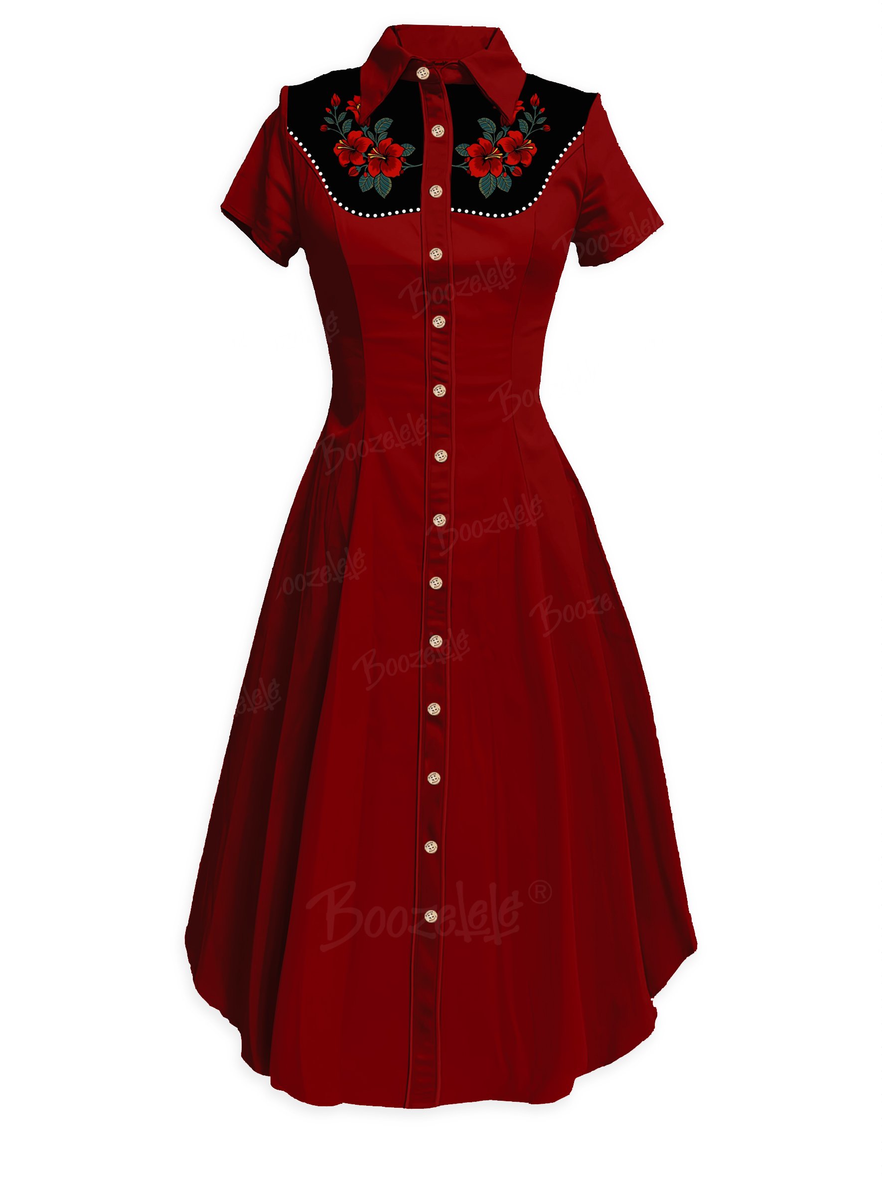 Western Vintage Flower - 100% Cotton Maxi Dress