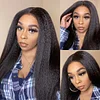 Glueless Kinky Yaki Straight Brazilian Black Long Wigs