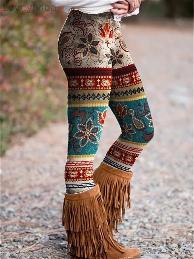 Western Print Skinny Stretch Leggings