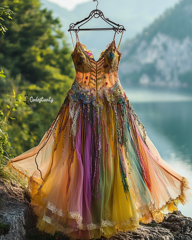 Summer Irregular Lace Patchwork BeadedRuffle Dress 1ae7