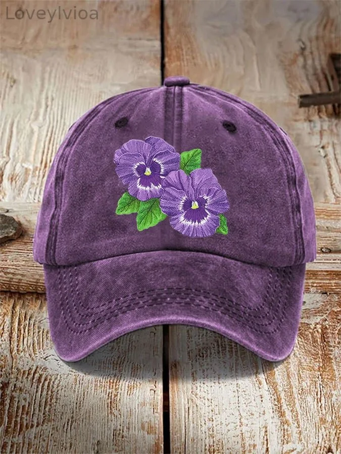 Unisex Distressed Washed Cotton Alzheimer's Awareness Printed Hat