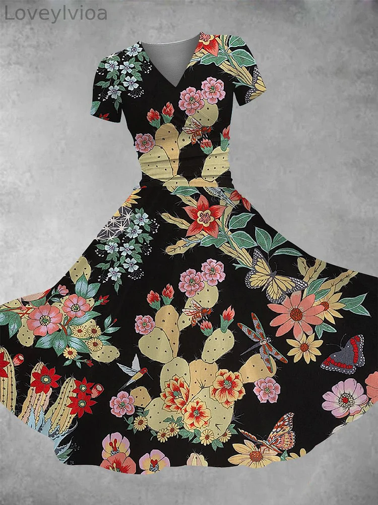 Women's Cactus Print Maxi Dress