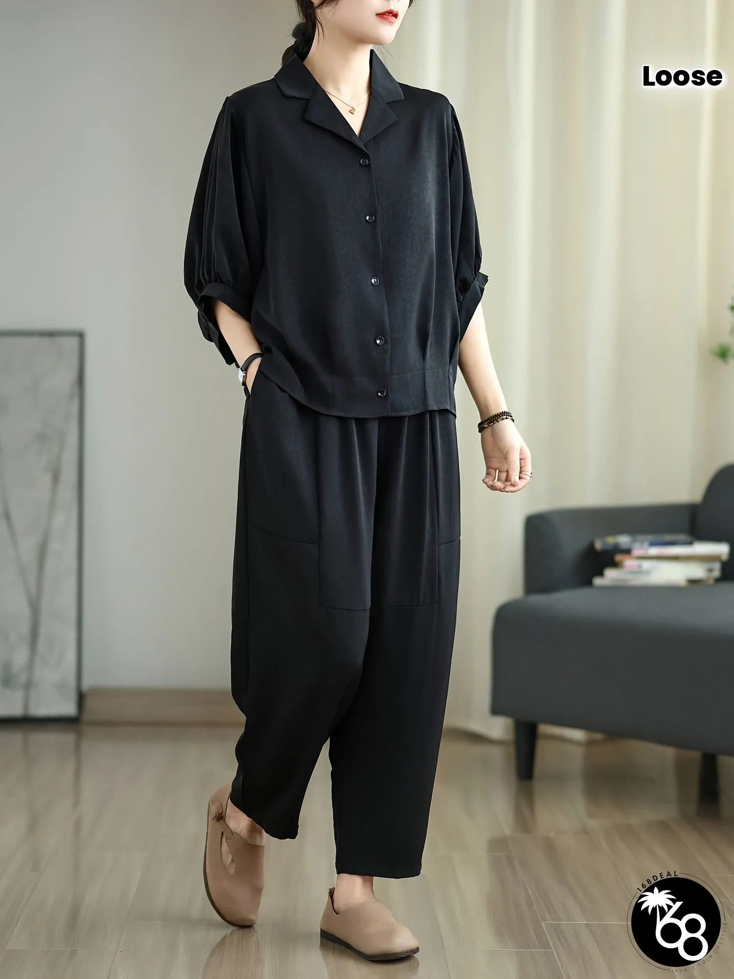 Plus Size, Plus Size New Style Casual Vacation Simple Loose Soft Fabric Women's Two-Piece Set | 168DEAL