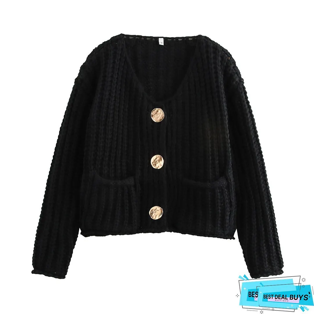 Womens Winter Warm Thick-Single-Breasted Collar Sweater Coat Long Sleeve Jacket