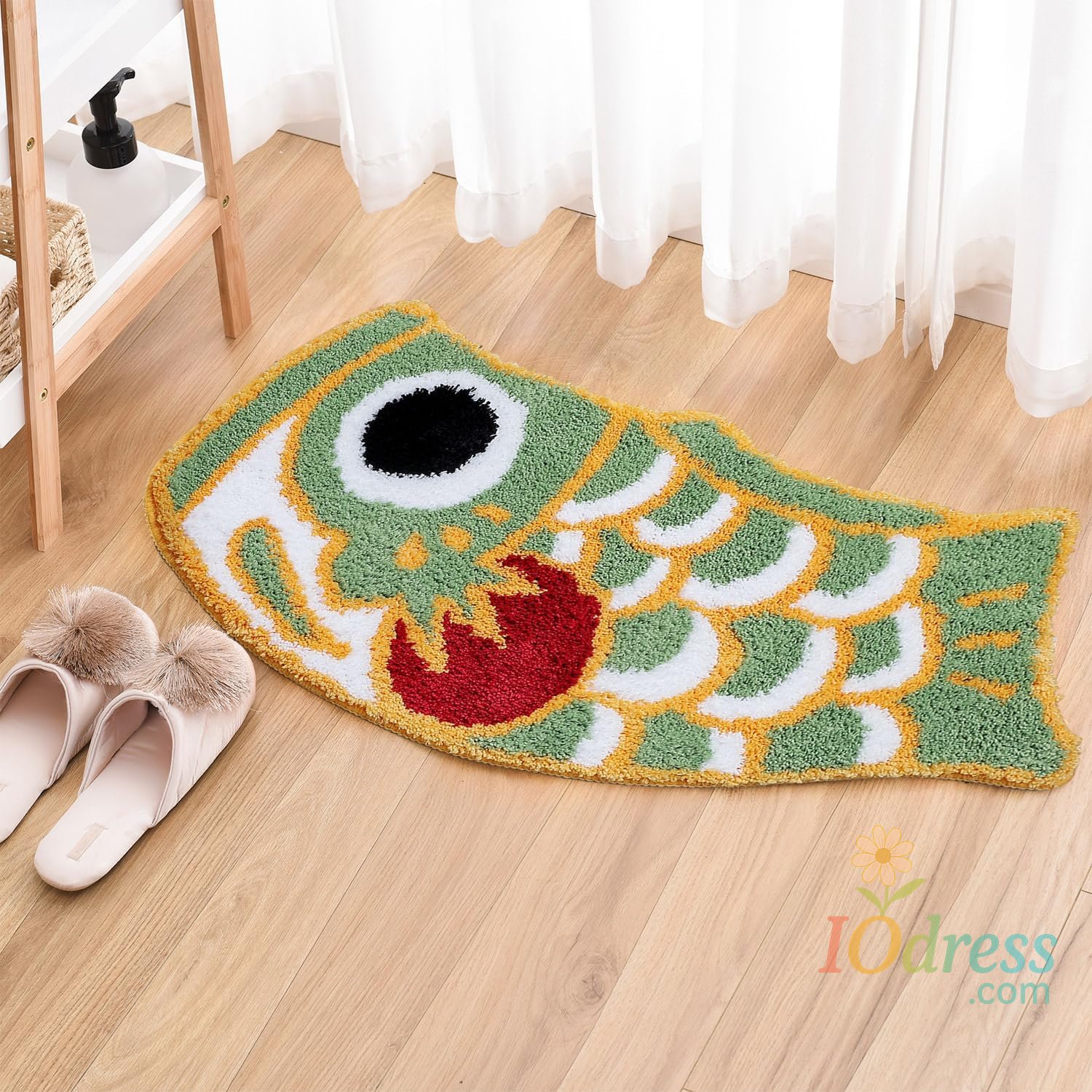 IO Dress VIKAMA Yearly Fish Carp Alien Quirky Home Entry Door Mat Soft and Comfortable Living Room Sofa Coffee Table Bedroom Bedside Rugs
