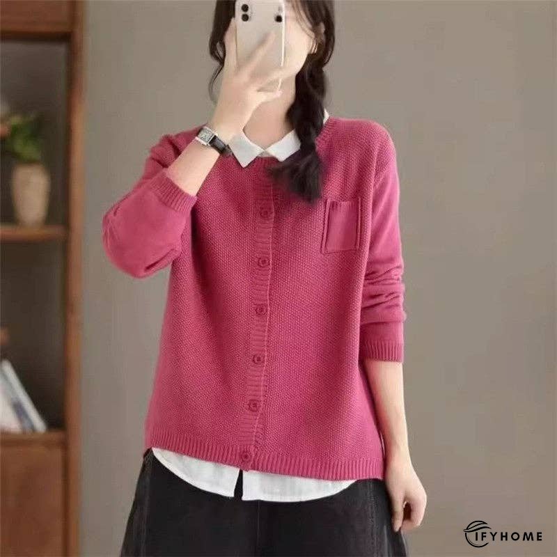 Vintage Loose Round Neck Cardigan Sweater | IFYHOME