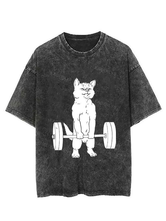 Eagerlys CAT DEADLIFT POWERLIFTING Vintage Gym Shirt Eagerlys