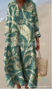 IO Dress 2025 hot-selling long sleeve shirt dress women casual floral 3D print long sleeve dress IO Dress