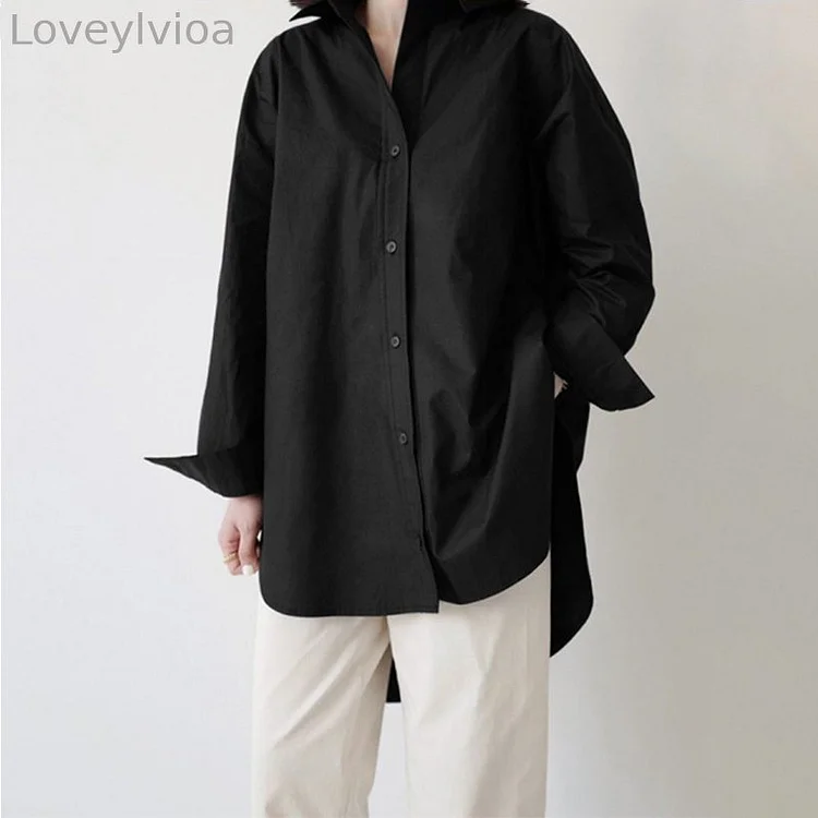 Solid Color Long Sleeve Loose Casual Shirt