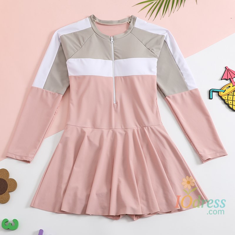 IO Dress 2024 Summer Mid Kids Girls Swimwear Beach Sunscreen Quick-Drying Swimsuit Small Clear Fashion Hot Spring Swimsuit