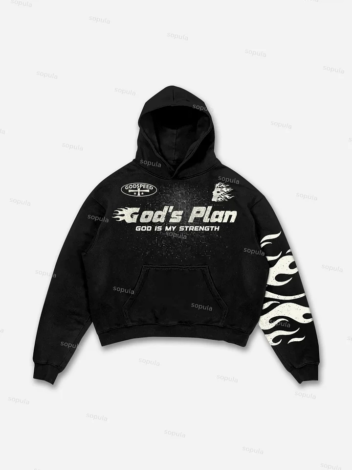 Sopula Hellstar Flame Jesus Silhouette Network Vintage Graphics Cotton Pocket Hoodie