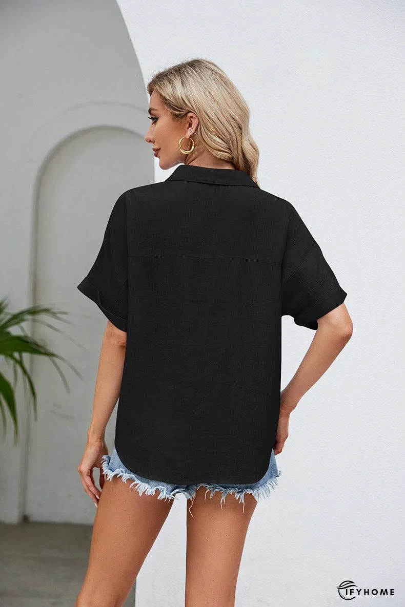 Half Button Johnny Collar Blouse | IFYHOME