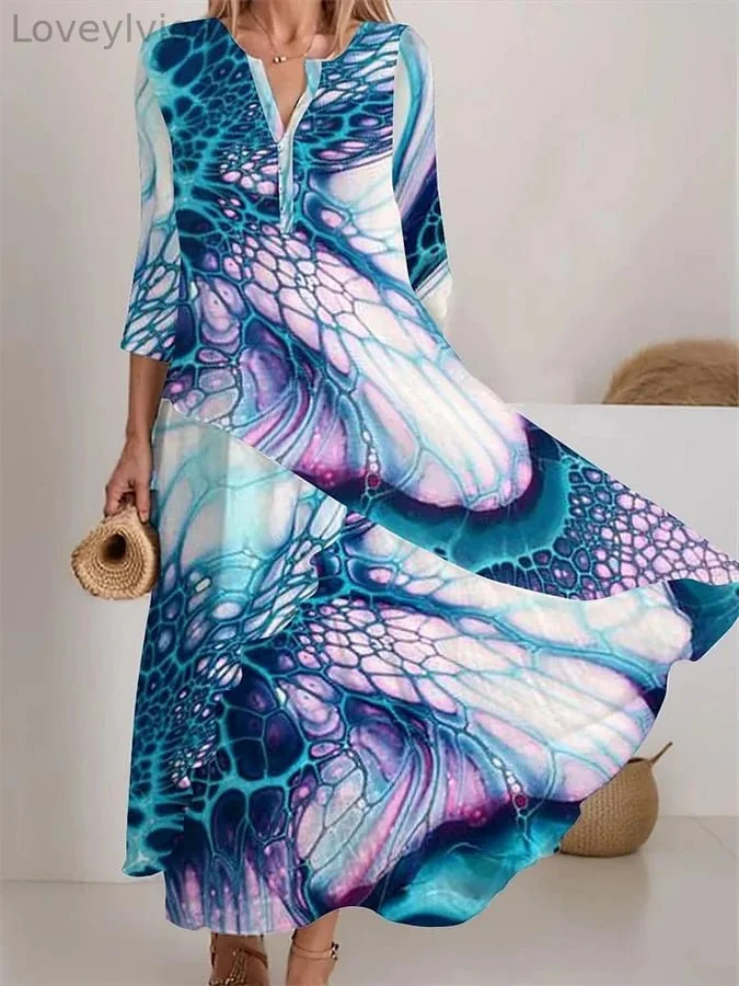 Women's color block printed casual dress