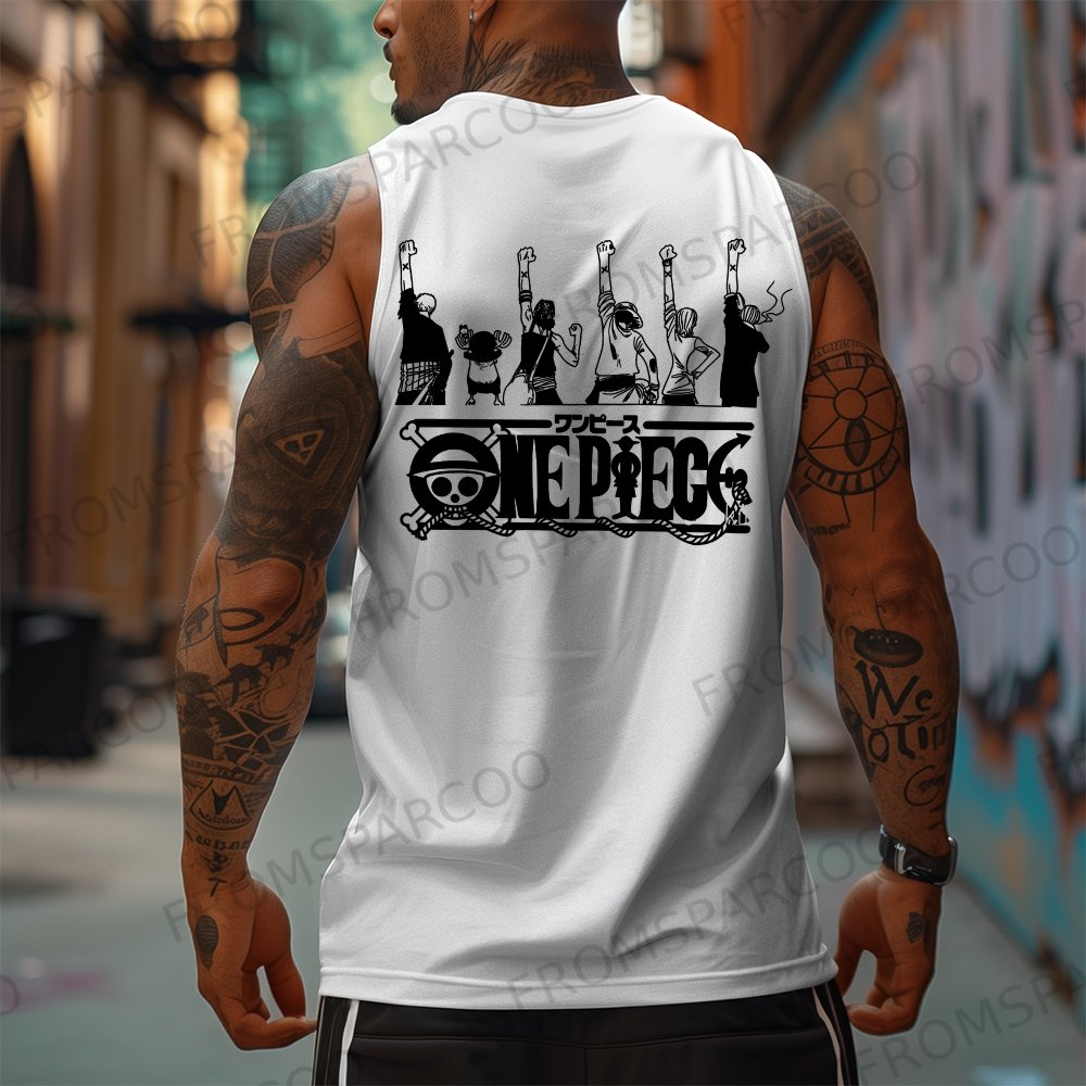 Oversized Anime Print Gym Tank Top