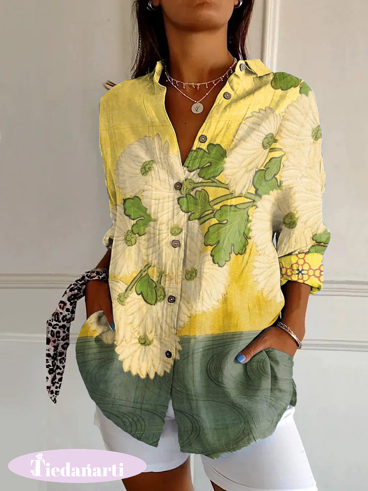 Classic Floral Print Casual Long Sleeve Shirt
