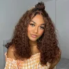 New Glueless Brown Brazilian Water Wave Curly Wig