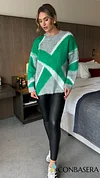 Zuzu Green Oversized Plush Pattern Jumper