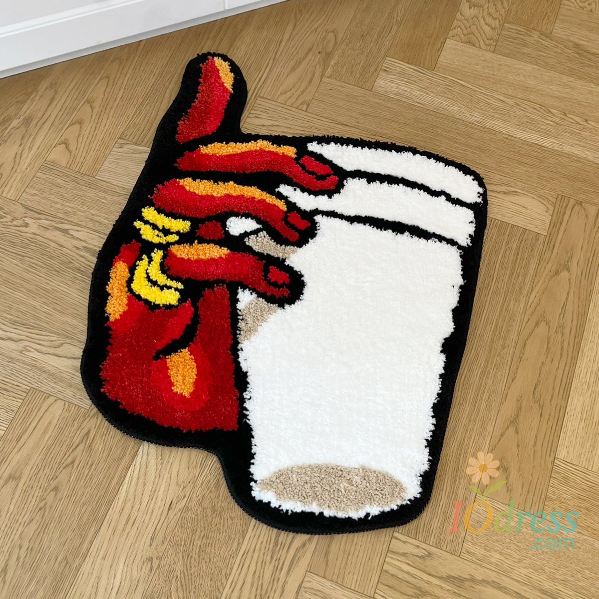 IO Dress Holding Cup in Hand Vintage Tufted Bedroom Rug Soft Fluffy Mat Funny Bedside Carpet Floor Anti Slip Pad Aesthetic Home Boys Room