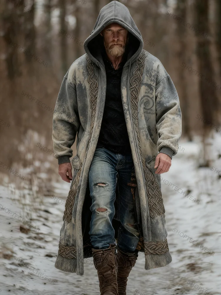 Viking Retro Printed Hooded Jacket