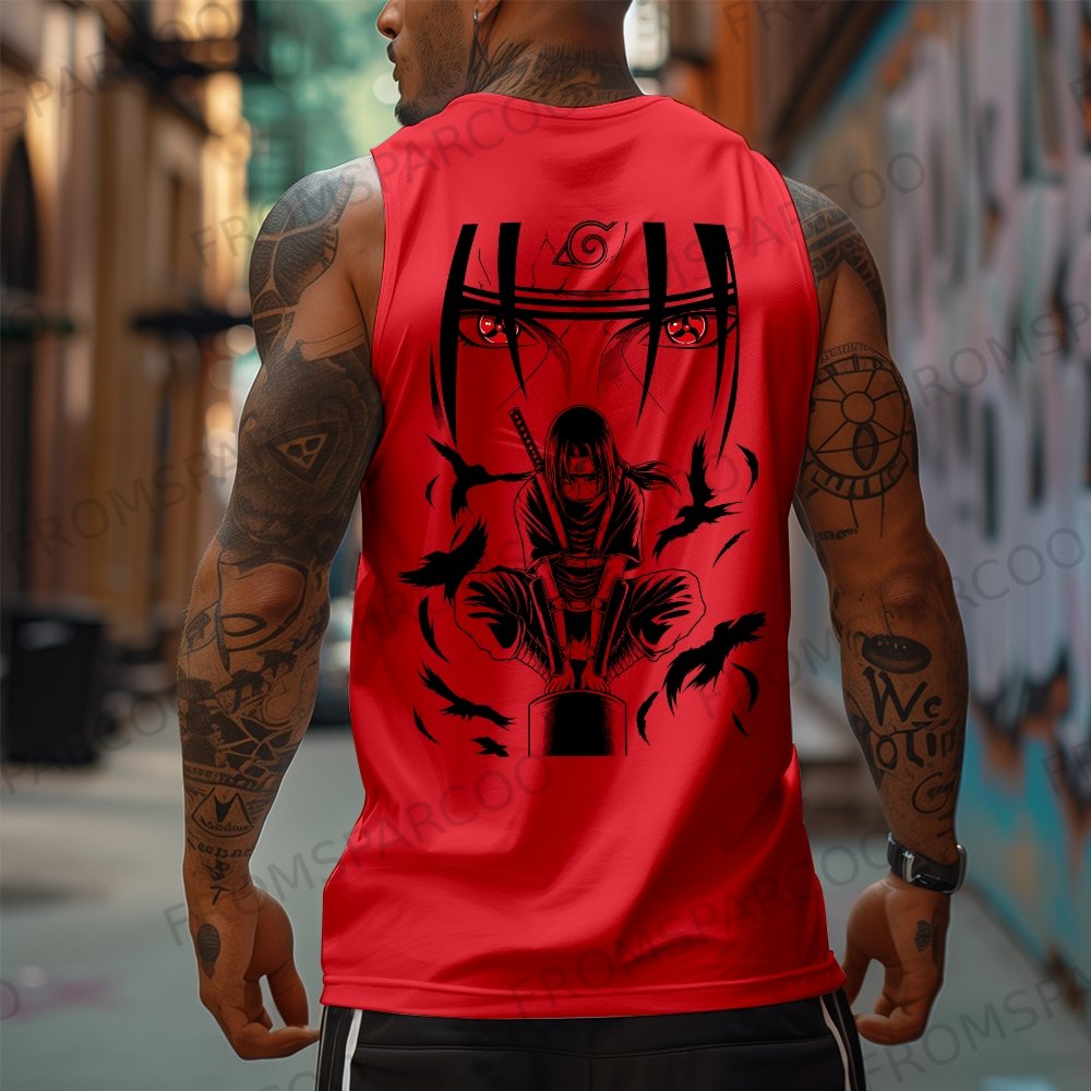 Oversized Anime Print Gym Tank Top