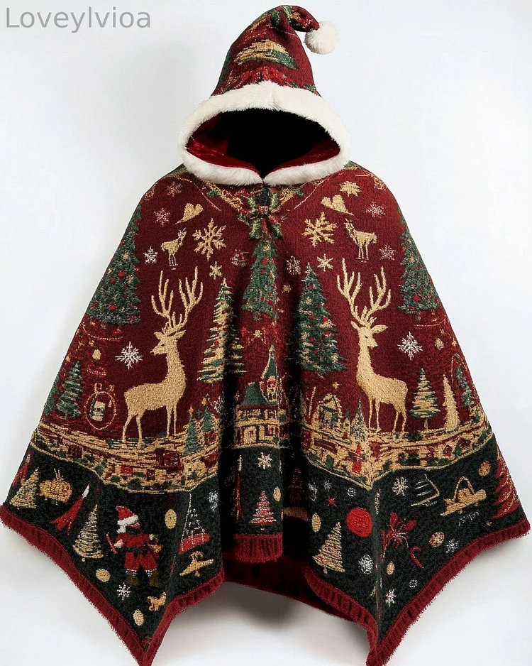 Women's Christmas Print Hooded Robe