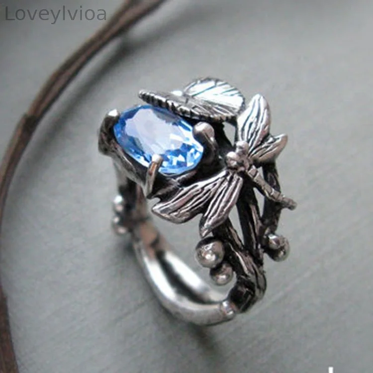 🔥  🔥Dragonfly Lotus Inlaid Gemstone Ring💖