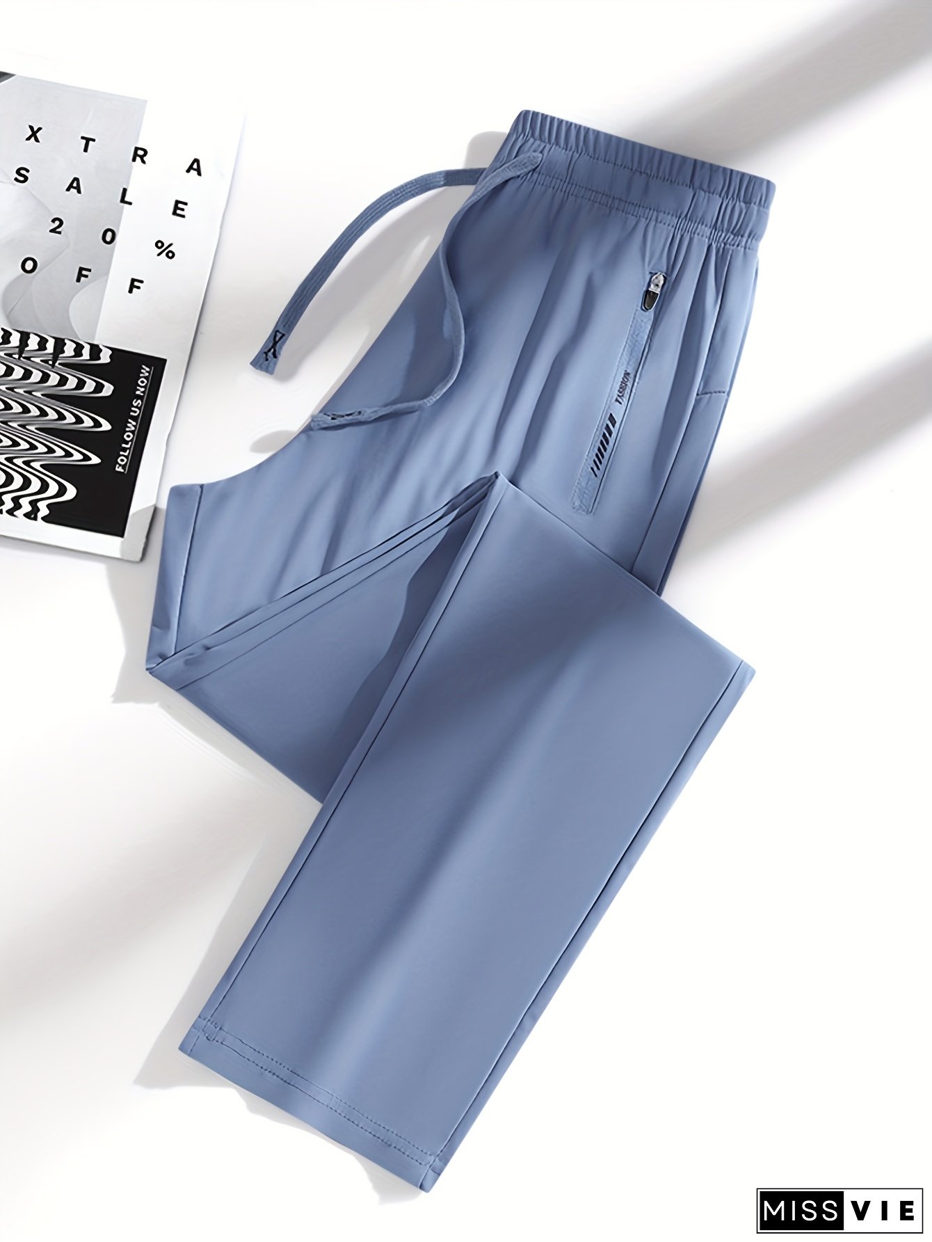 Plus Size, 1pc Women's Plus Size Elastic Waist Casual Pants, Summer Stretch Fabric Fashion s Trousers