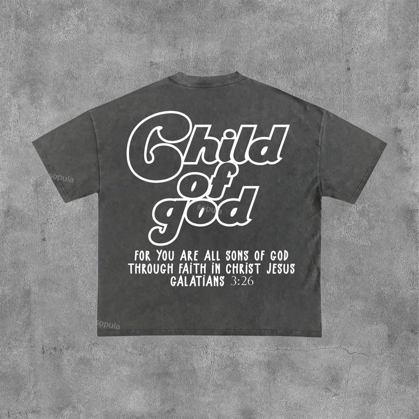 Sopula Vintage Child Of God Graphic Acid Washed T-Shirt