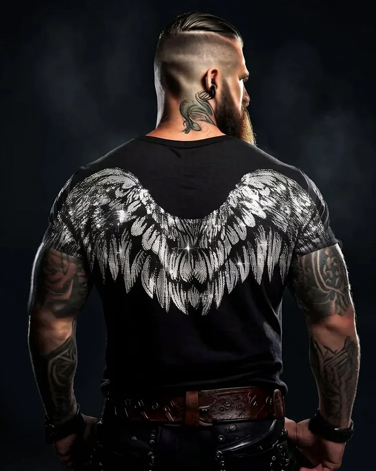Men's Summer Fashion Viking Embroidered Cotton Linen T-shirt 8851