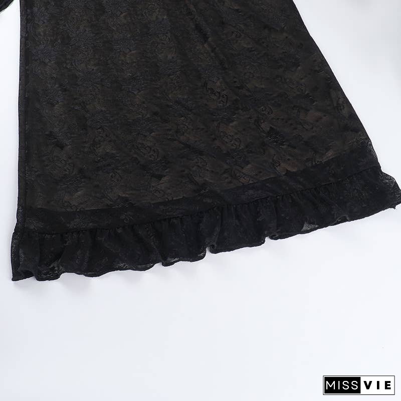 Sexy Lace Tank Top & Fitted Skirt Set