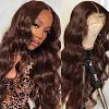 Brown Long Hair Brazilian Body Wavy Wigs