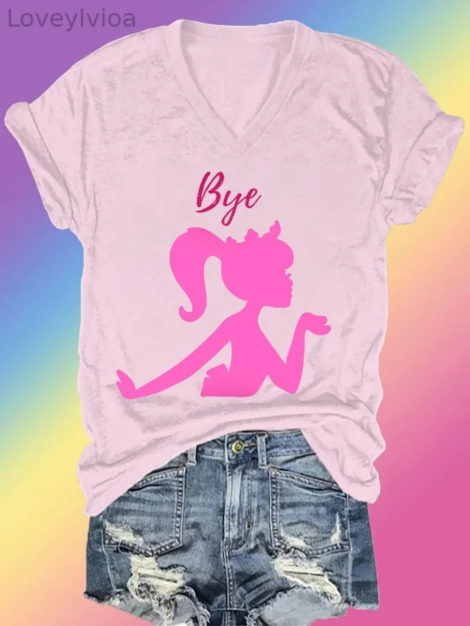 Women's Pink Silhouette Casual T-Shirt